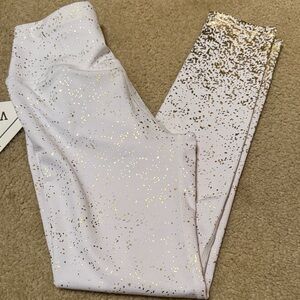 Vizio White Leggings with Gold Accents
